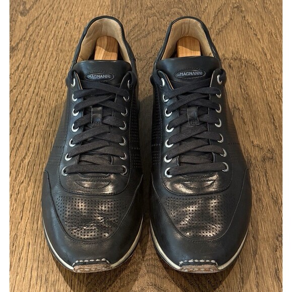 Magnanni Pueblo Black Leather Sneakers Men’s Size 10 Lace Up Tan Lining Dots main image 7